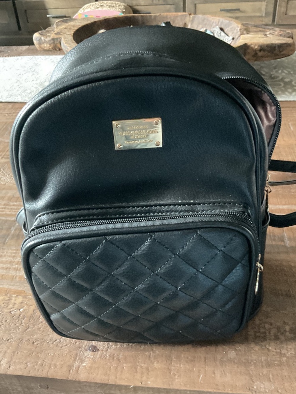 Black backpack purse, so many pockets